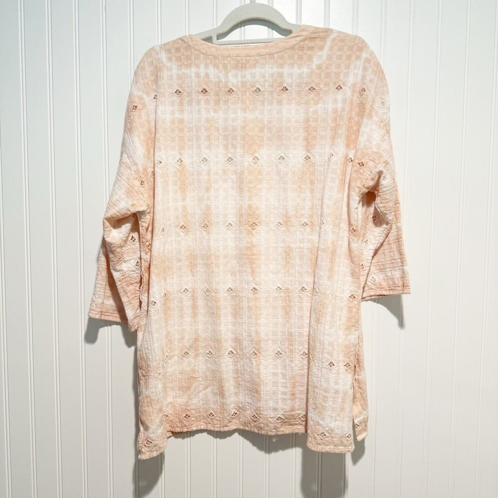 J Jill Pure Jill Schiffli Eyelet Cotton Tunic Top Peach White Size Medium - Picture 7 of 7